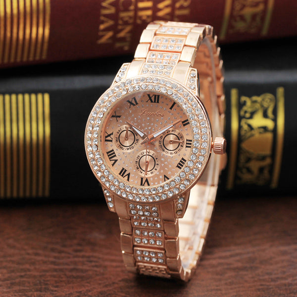Metal Bracelet Quartz Bracelet Gold Bracelet Crystal Diamond Gold Watch