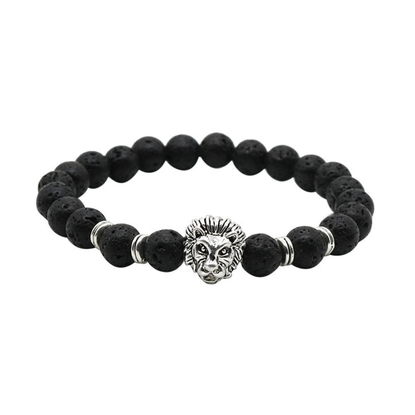Wholesale Buddha Leo Lion Bracelet Black Lava Stone Bead Bracelets For Men Women