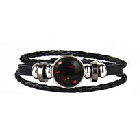 12 Constellations Faux Leather Bracelet Unisex's Braided Bangle