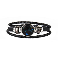 12 Constellations Faux Leather Bracelet Unisex's Braided Bangle
