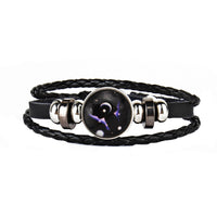 12 Constellations Faux Leather Bracelet Unisex's Braided Bangle