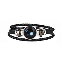 12 Constellations Faux Leather Bracelet Unisex's Braided Bangle