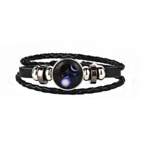 12 Constellations Faux Leather Bracelet Unisex's Braided Bangle