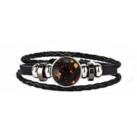 12 Constellations Faux Leather Bracelet Unisex's Braided Bangle