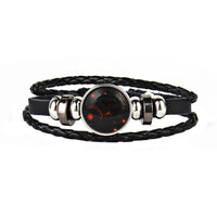12 Constellations Faux Leather Bracelet Unisex's Braided Bangle