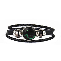 12 Constellations Faux Leather Bracelet Unisex's Braided Bangle