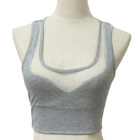 Women's V-Neck Hot Tank Top Mesh Crop Top Bras Summer Sexy Sports Vest Fitness Yoga Gym Wear