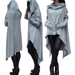 Women Solid Color Long Sleeve Asymmetrical Hoodie Scarf Collar Fleece Sweatshirt Casual Spring Autumn Plus Size Tops Tracksuits