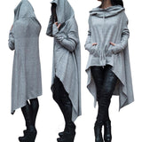 Women Solid Color Long Sleeve Asymmetrical Hoodie Scarf Collar Fleece Sweatshirt Casual Spring Autumn Plus Size Tops Tracksuits