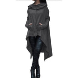 Women Solid Color Long Sleeve Asymmetrical Hoodie Scarf Collar Fleece Sweatshirt Casual Spring Autumn Plus Size Tops Tracksuits