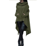 Women Solid Color Long Sleeve Asymmetrical Hoodie Scarf Collar Fleece Sweatshirt Casual Spring Autumn Plus Size Tops Tracksuits