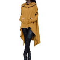 Women Solid Color Long Sleeve Asymmetrical Hoodie Scarf Collar Fleece Sweatshirt Casual Spring Autumn Plus Size Tops Tracksuits