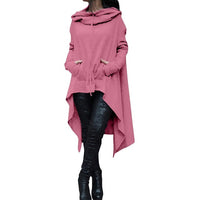 Women Solid Color Long Sleeve Asymmetrical Hoodie Scarf Collar Fleece Sweatshirt Casual Spring Autumn Plus Size Tops Tracksuits