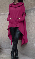 Women Solid Color Long Sleeve Asymmetrical Hoodie Scarf Collar Fleece Sweatshirt Casual Spring Autumn Plus Size Tops Tracksuits
