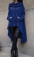 Women Solid Color Long Sleeve Asymmetrical Hoodie Scarf Collar Fleece Sweatshirt Casual Spring Autumn Plus Size Tops Tracksuits
