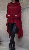 Women Solid Color Long Sleeve Asymmetrical Hoodie Scarf Collar Fleece Sweatshirt Casual Spring Autumn Plus Size Tops Tracksuits