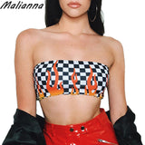 Sexy Strapless Tube Top 2018 Summer Women Printed Bandeau Sleeveless Crop Top Jaded London Flames Checkered Wrap Chest