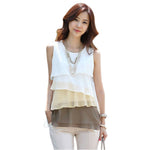 Korean Women Multi-layered Sleeveless Chiffon Tank Tops Ladies Summer Shirt