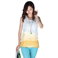 Korean Women Multi-layered Sleeveless Chiffon Tank Tops Ladies Summer Shirt