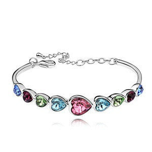 18k Gold Plated Heart Shaped Crystal Bracelet