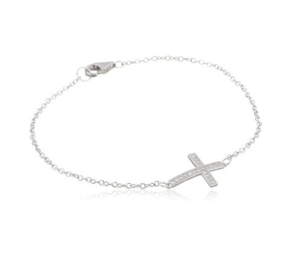 Jewelry 925 Sterling Silver&topaz Cross-design Chain Bracelet