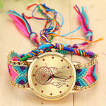 Dropshipping Handmade Braided Dreamcatcher Friendship Bracelet Watch Ladies Rope Watch Quarzt Watches Relogio Feminino