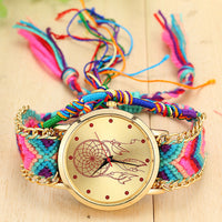 Dropshipping Handmade Braided Dreamcatcher Friendship Bracelet Watch Ladies Rope Watch Quarzt Watches Relogio Feminino