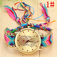 Dropshipping Handmade Braided Dreamcatcher Friendship Bracelet Watch Ladies Rope Watch Quarzt Watches Relogio Feminino