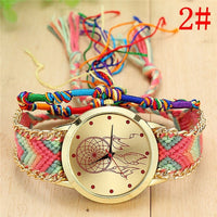 Dropshipping Handmade Braided Dreamcatcher Friendship Bracelet Watch Ladies Rope Watch Quarzt Watches Relogio Feminino