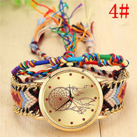 Dropshipping Handmade Braided Dreamcatcher Friendship Bracelet Watch Ladies Rope Watch Quarzt Watches Relogio Feminino