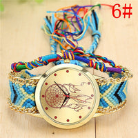 Dropshipping Handmade Braided Dreamcatcher Friendship Bracelet Watch Ladies Rope Watch Quarzt Watches Relogio Feminino