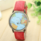 Hot Sale Mini World Fashion Quartz Watch Men Unisex Map Airplane Travel Around The World Women Leather Dress Wrist Watches #Ju