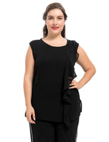 Chicwe Women's Plus Size Chiffon Top Tunic with Draped Front 1X-4X