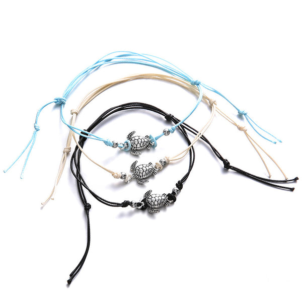 Vintage Multiple Layers Anklets for Women Bohemian Retro Turtle Rope Anklet Sexy Beach Bracelet Chain Animal Foot Jewelry