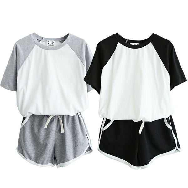 Women'S Fashion Large Size Short-Sleeved Leisure Sports Suit Shorts Suit