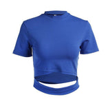 malianna Women Sexy Hollow Out t shirt Cropped Cotton O-neck Slim T-shirt Summer Fashion Streetwear Crop Tops