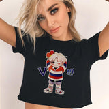 Fashion Women Tank Top 2018 Crop Top Shirt TEA BALL Letter Harajuku Print Black Women Short Sleeve O-Neck Streetwear Shirt